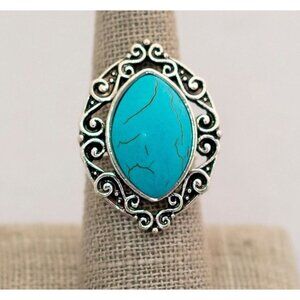 Size 8 intricate victorian vintage adjustable ring (C1)